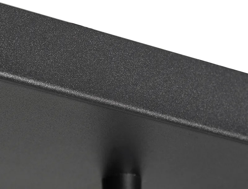 Candeeiro de suspensão Art Deco preto com vidro fumê 8 luzes - Sandra