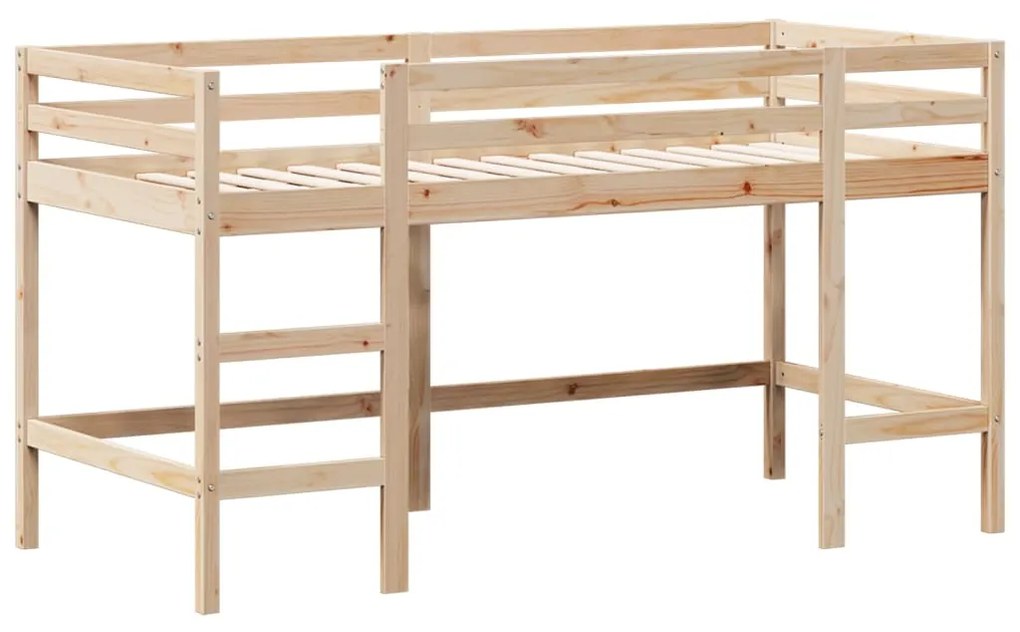 Cama alta c/ escada e telhado 90x190 cm pinho maciço