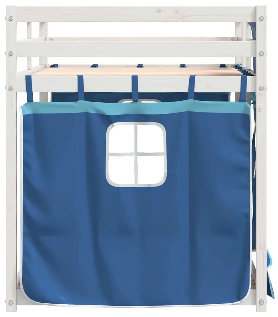 Beliche com cortinas 90x200 cm madeira de pinho maciça azul