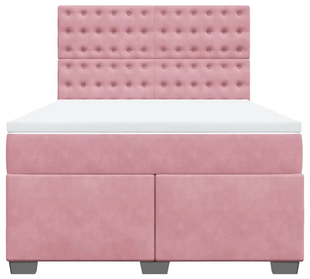 Cama com molas/colchão 160x200 cm veludo rosa