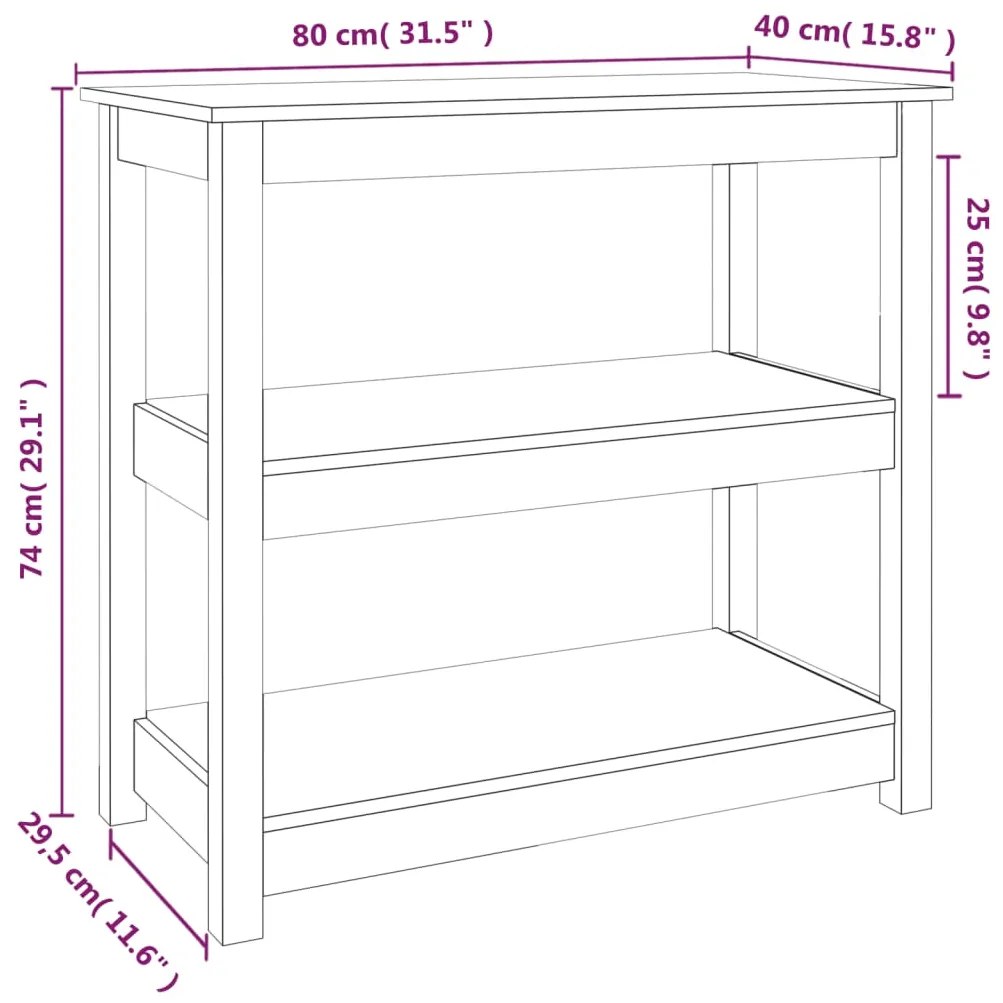 Mesa consola 80x40x74 cm madeira de pinho maciça branco