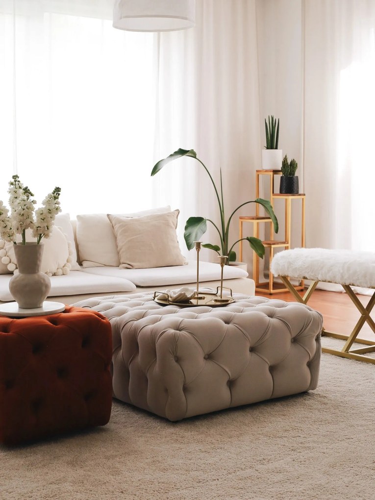 Pouffe Chester – Cream – 80x40x80 cm