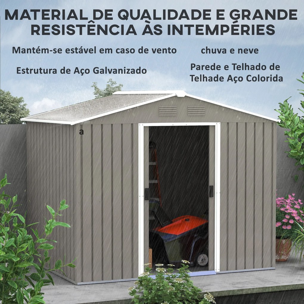 Abrigo de Jardim – Dijon – 236x174x190cm – Estrutura Aço Galvanizado –