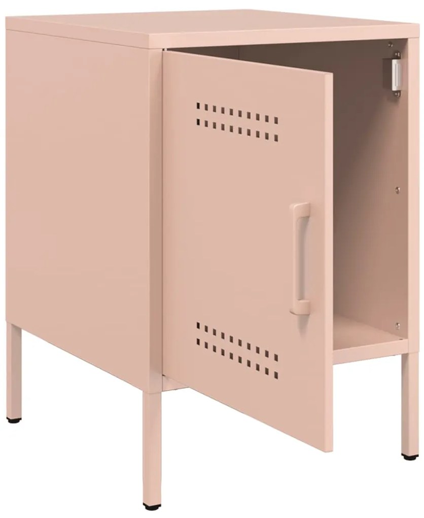 Mesas de cabeceira 2 pcs 36x39x50,5 cm aço rosa