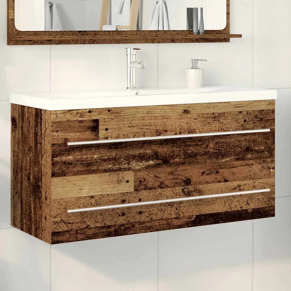 vidaXL Gabinete com pia 2 pcs Madeira antiga 100 x 38.5 x 48 cm