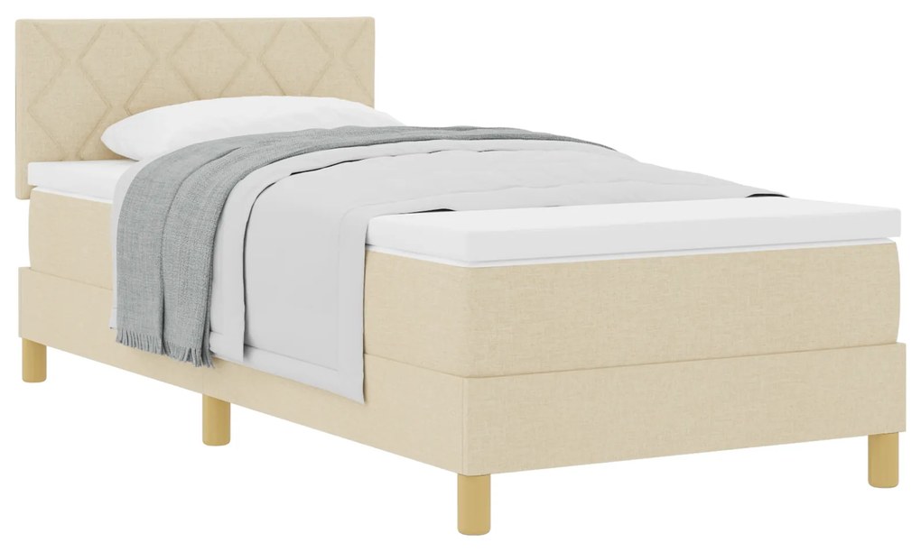 Cama Box Spring com Colchão Creme 90x200 cm Tecido