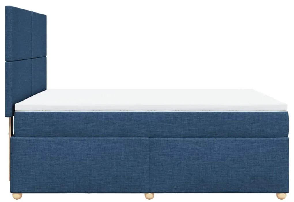 Cama com molas/colchão 140x200 cm tecido azul