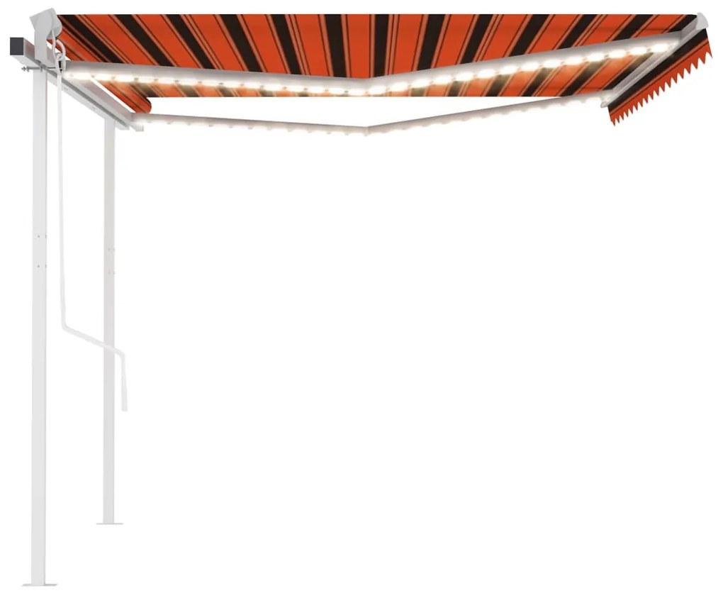 Toldo autom. c/ LED e sensor de vento 4,5x3,5m laranja/castanho