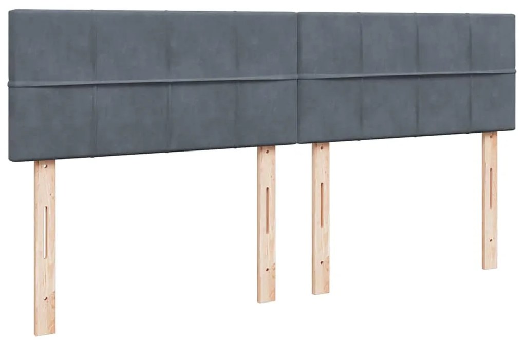 Cama com molas/colchão 200x200 cm veludo cinzento-escuro