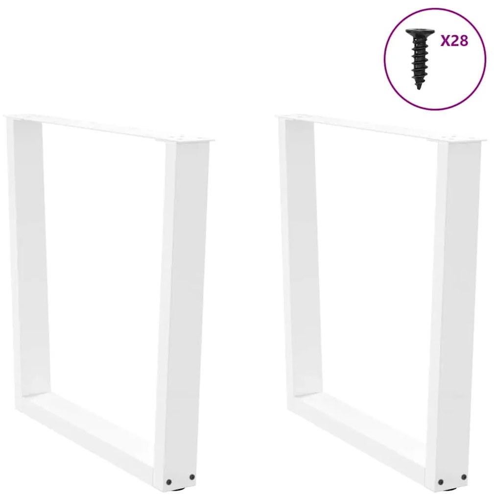 Mesa de jantar pernas 2pcs forma de V 80x(72-73,3)cm aço branco