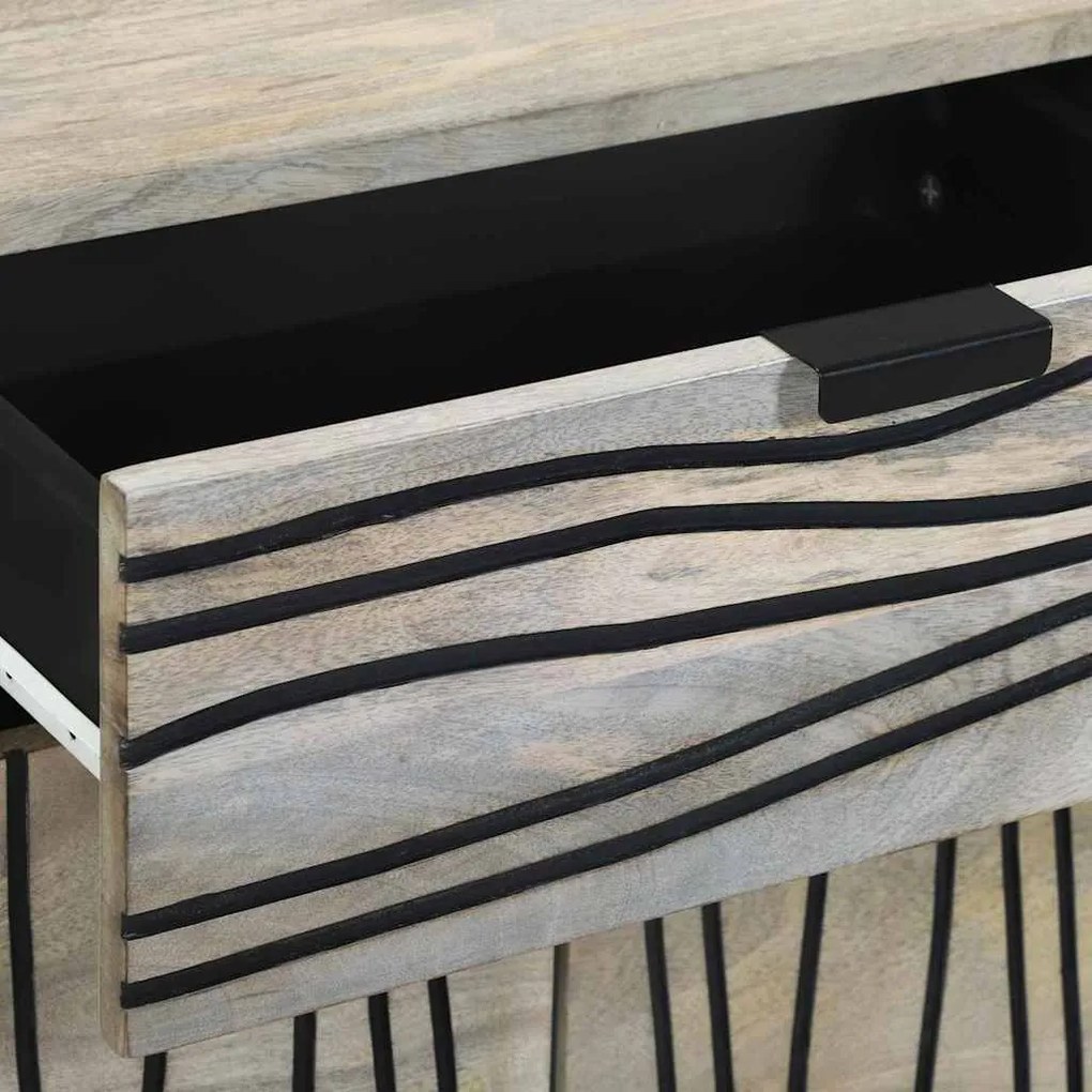 Mesas de cabeceira com gaveta Branco e Preto 50 x 33 x 60 cm