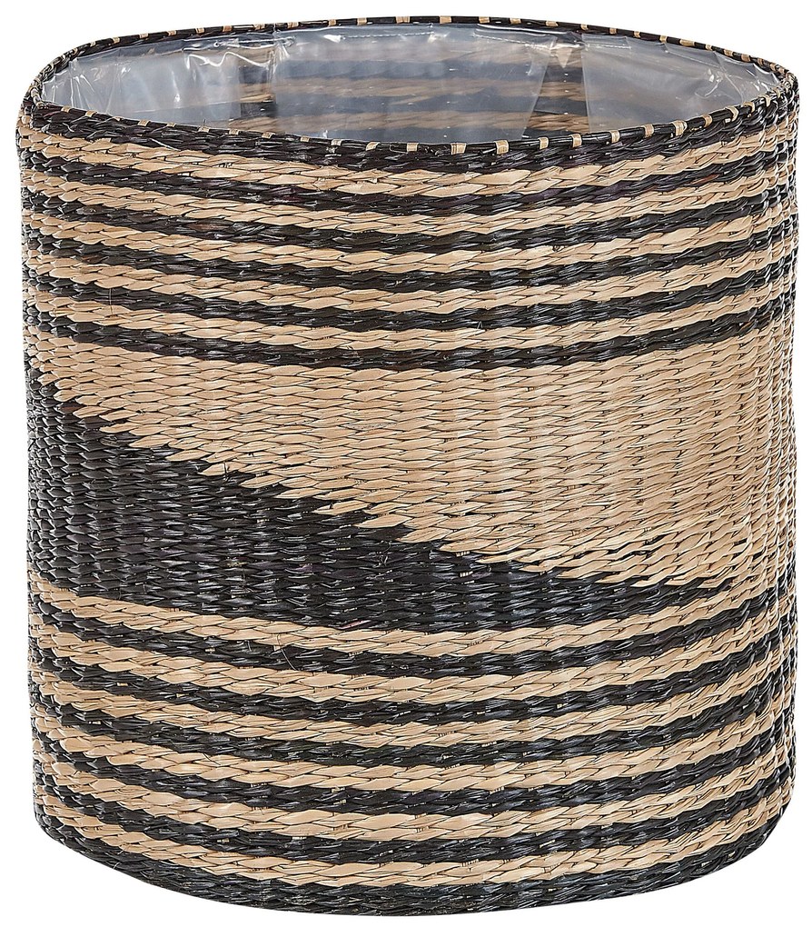 Conjunto de 3 vasos em fibra de algas cor natural e preto RATTAIL Beliani