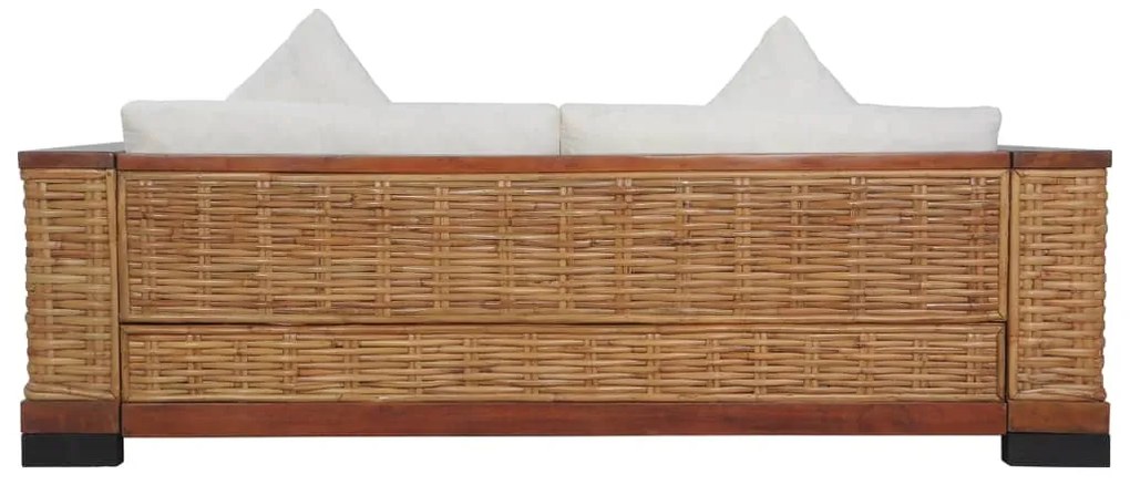 2 pcs conjunto de sofás com almofadões vime natural castanho