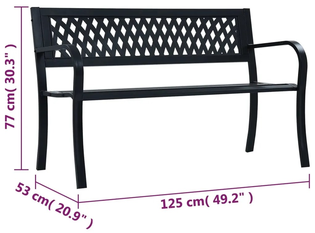 Banco jardim 125 cm aço preto