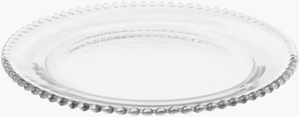 Pratos redondos de vidro com borda de contas Collier, conjunto de 6