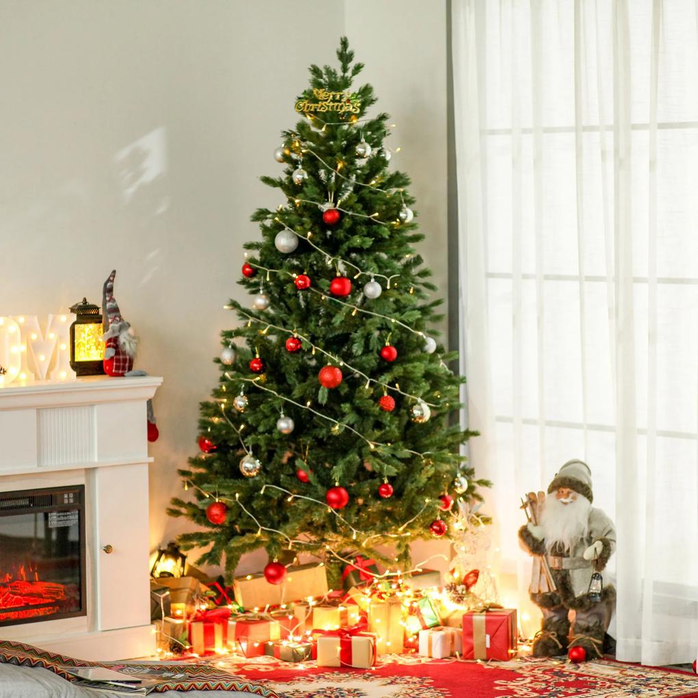 HOMCOM Árvore Artificial de Natal com Base Dobrável 934 Galhos PE e PVC Árvore de Natal Decorativa para Exterior Interior Ø105x210cm Verde