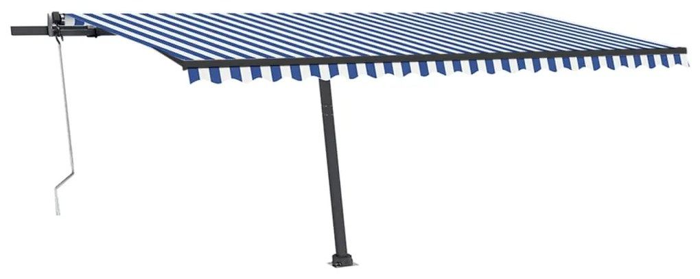 Toldo automático independente 500x350 cm azul e branco