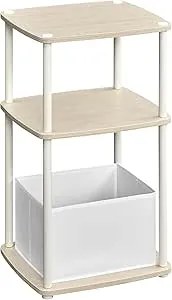Mesa lateral com 3 prateleiras e cesto de tecido | SONGMICS HOME | 34 x 30 x 58 cm | LET286N01.