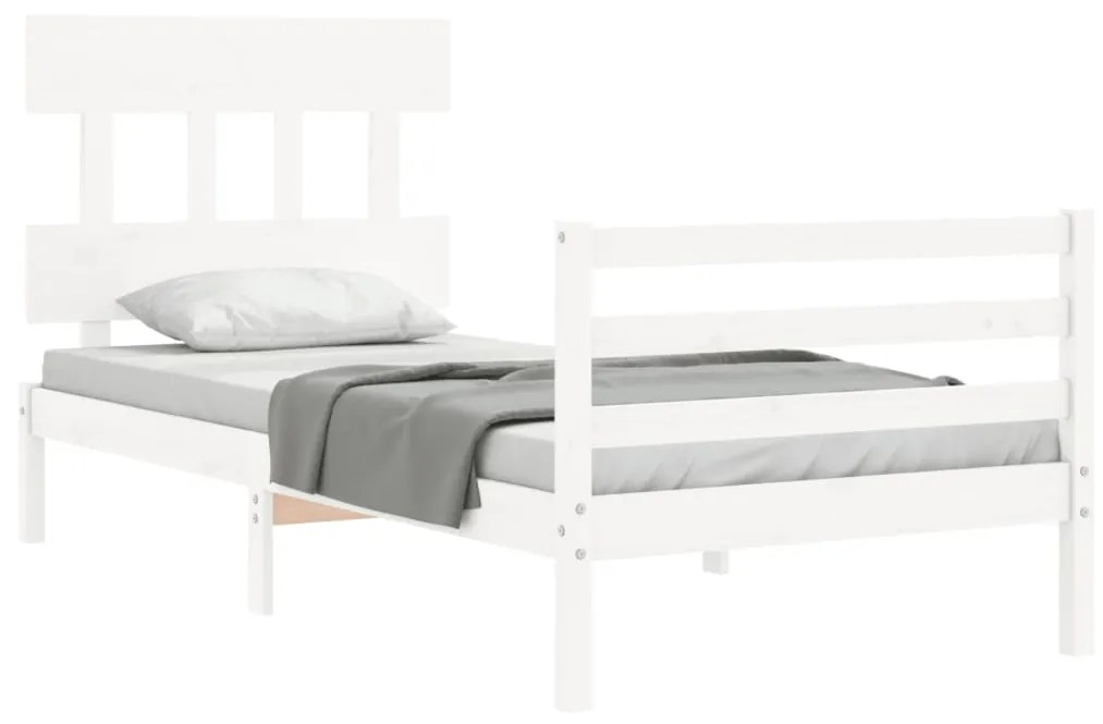 Estrutura de cama com cabeceira 90x200 cm madeira maciça