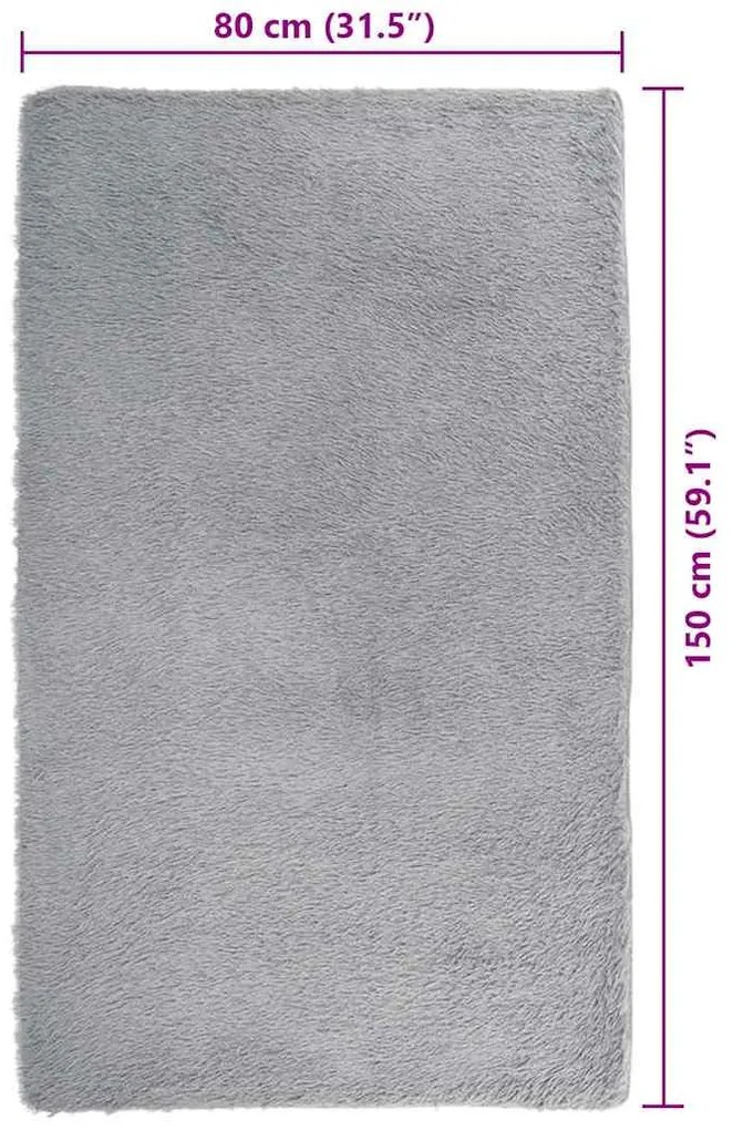 Tapete shaggy de pelo alto NAVARRA 80x150cm cinzento prateado