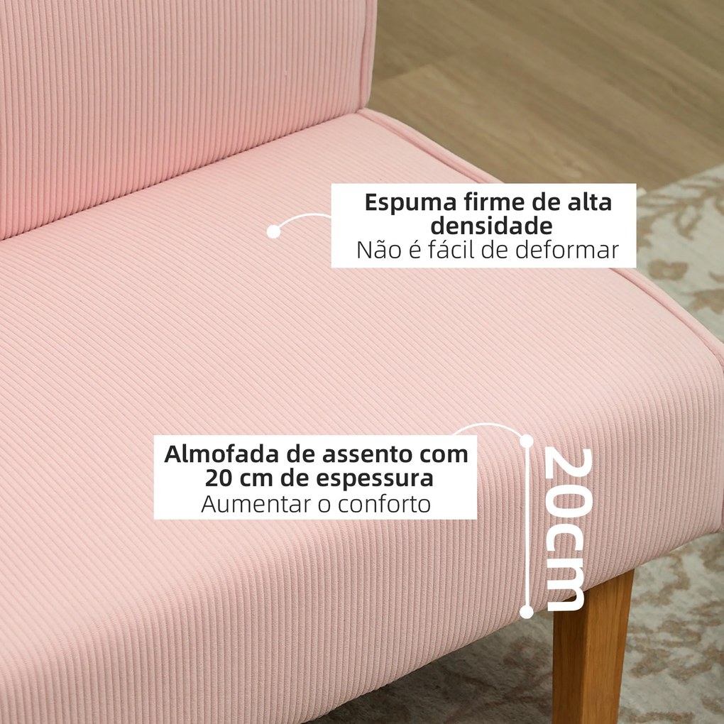Sofá de 2 Lugares Estofado em Veludo Cotelê Sofá Sala de Estar sem Apo