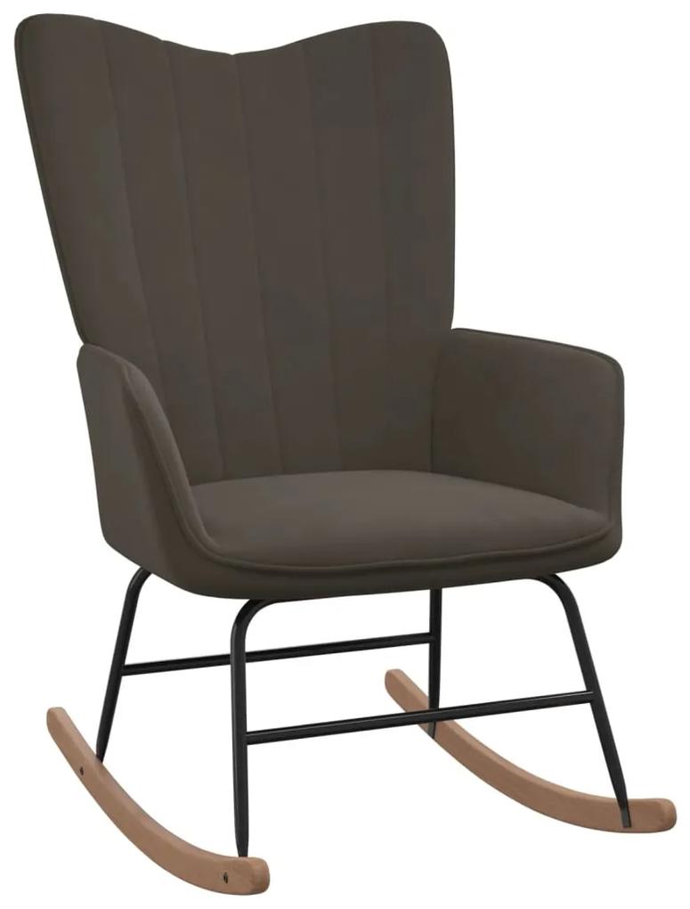Cadeira de baloiço veludo cinzento-escuro