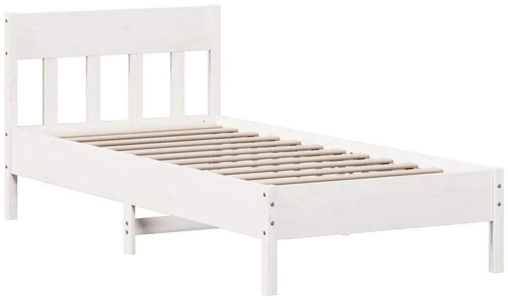 Cama sem colchão 100x200 cm madeira de pinho maciça branco