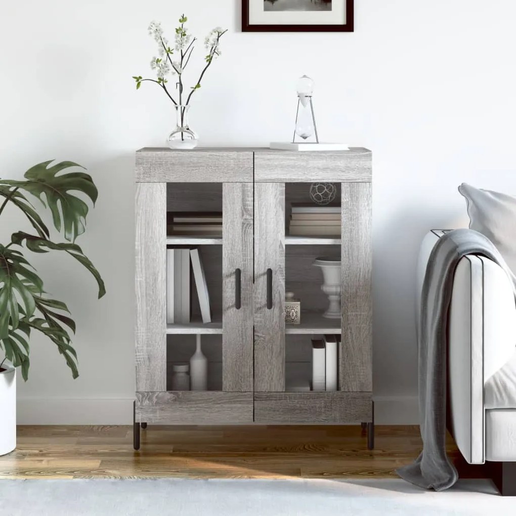 vidaXL Aparador 69,5x34x90 cm derivados de madeira cinzento sonoma