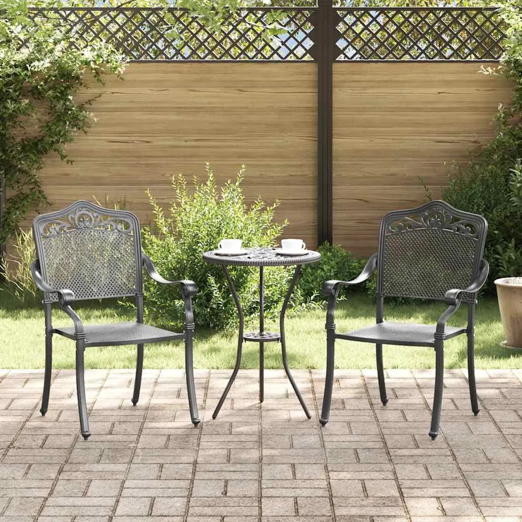 vidaXL Cadeira de Jardim 2 pcs Preto 55 x 55 x 92,5cm Alumínio