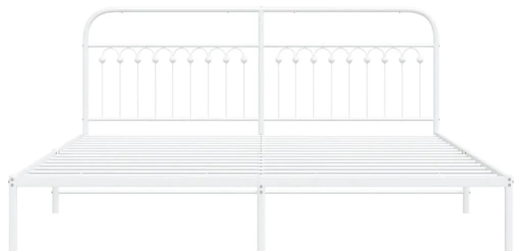 Estrutura de cama com cabeceira 200x200 cm metal branco