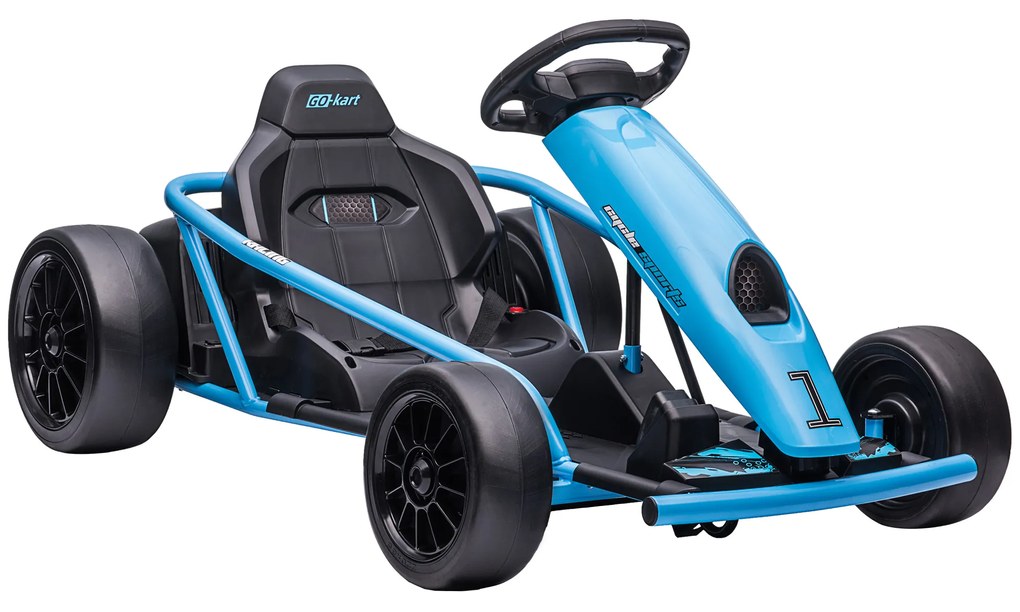 HOMCOM Kart Elétrico Infantil Função de Drift Buzina Música Cinto de Segurança Partida Suave Azul Preto | Aosom Portugal