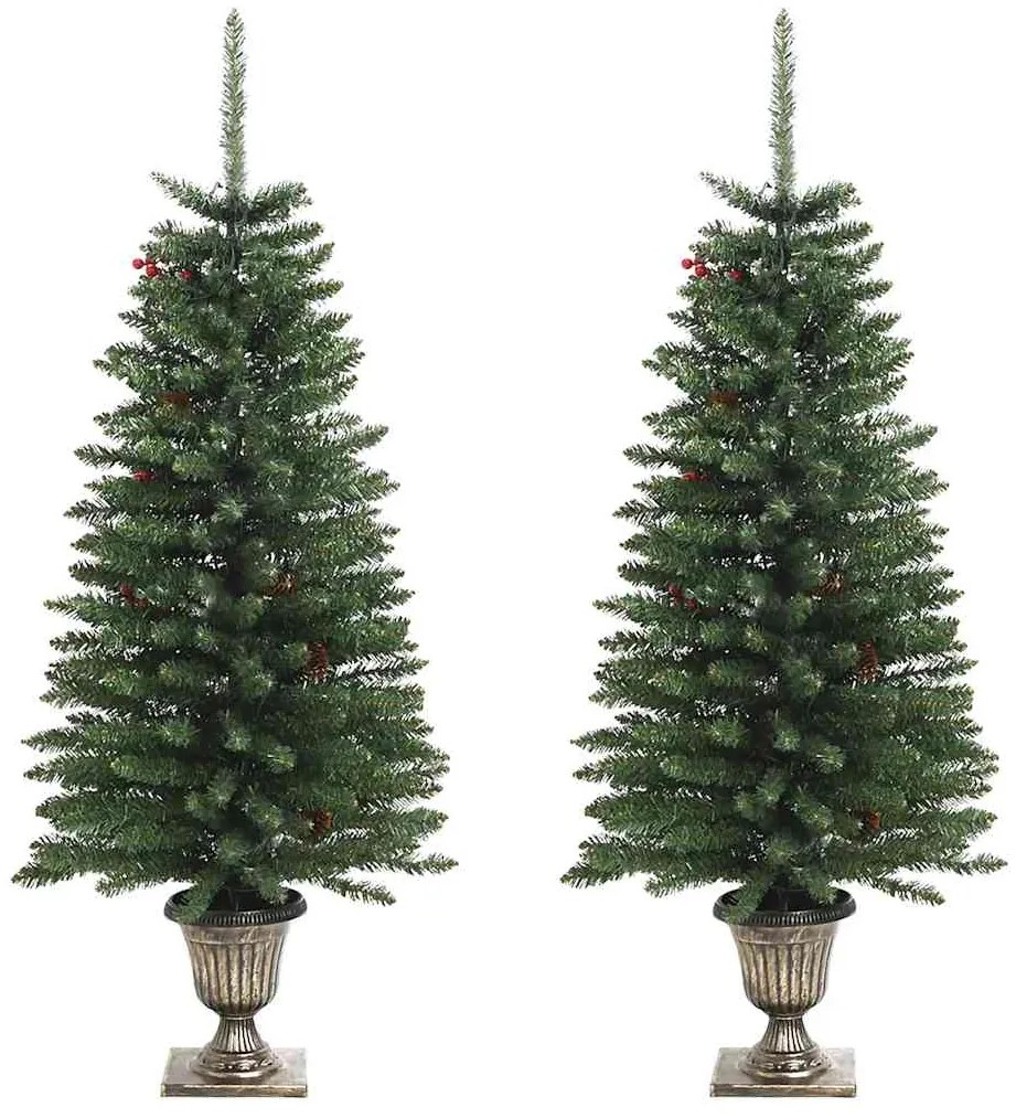Árvores Natal artificiais 2pcs c/ coroa de Natal/grinalda/LEDs