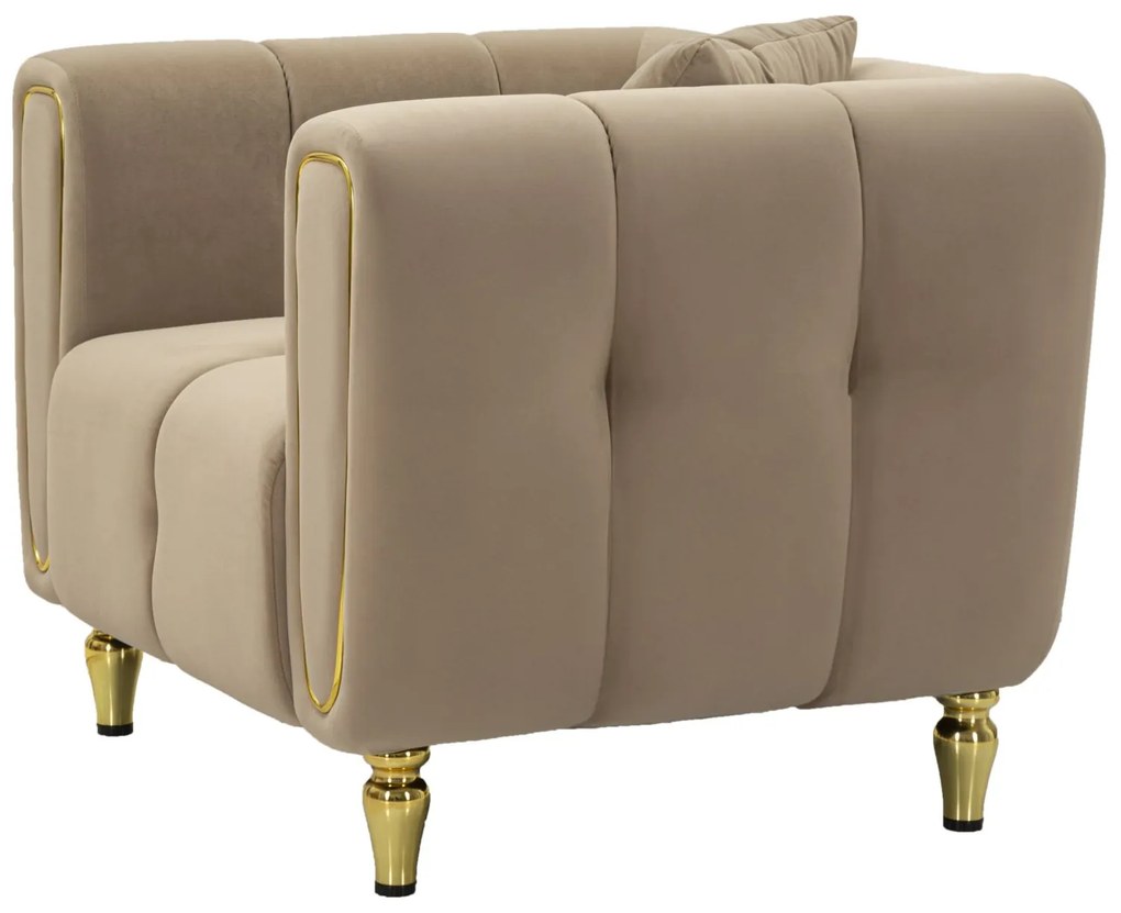 POLTRONA ALMA COM ALMOFADA 97X81X71 CM CINZA E DOURADO