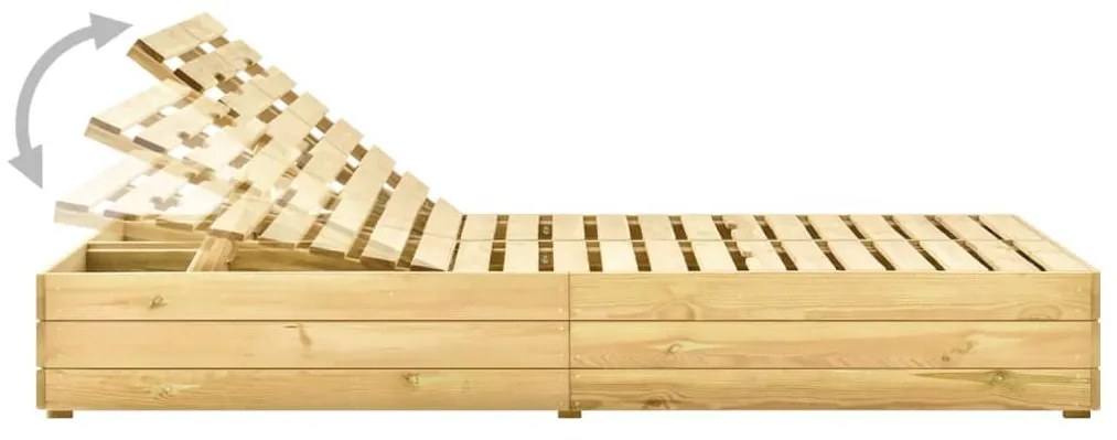 Espreguiçadeira dupla c/ almofadões azul real pinho impregnado