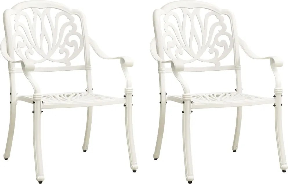 vidaXL Cadeiras de jardim 2 pcs alumínio fundido branco