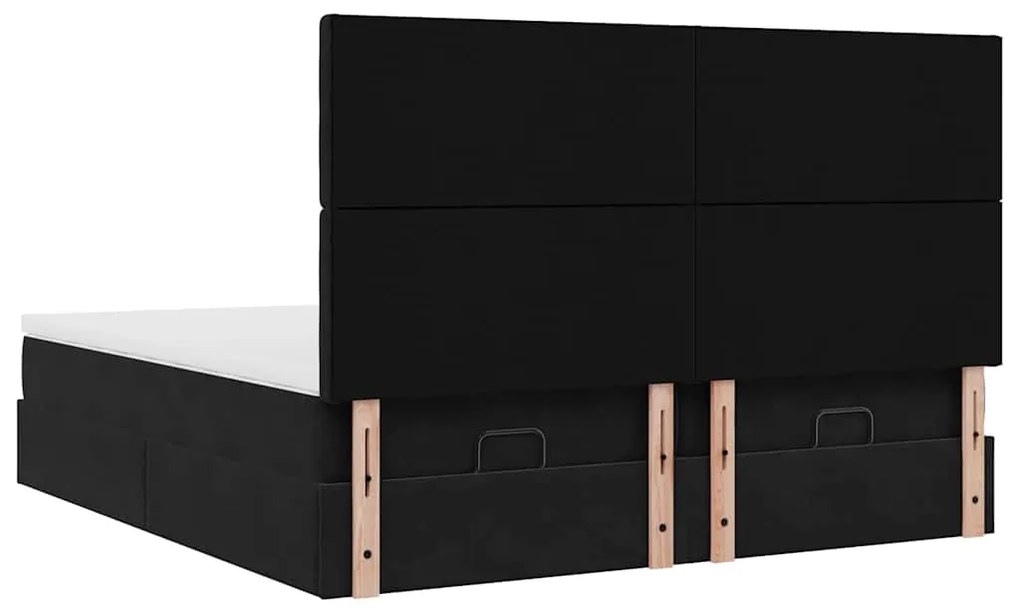 Estrutura de cama otomana com colchões 160x200 cm veludo preto