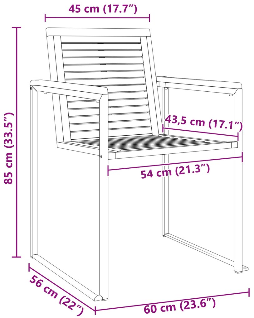 Chaise Longue com Cadeiras de Jardim 3 pcs Madeira de Teca Maciça