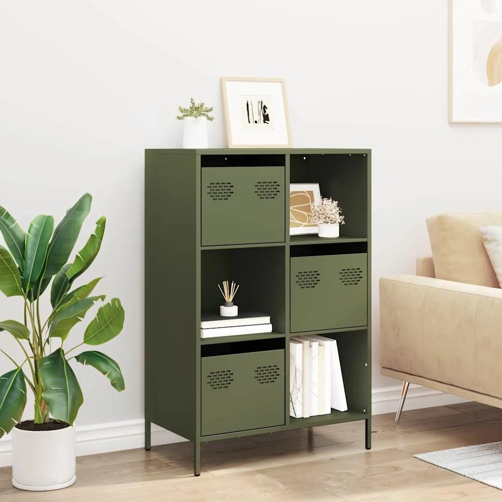 Móvel alto 68x39x103,5 cm aço verde azeitona