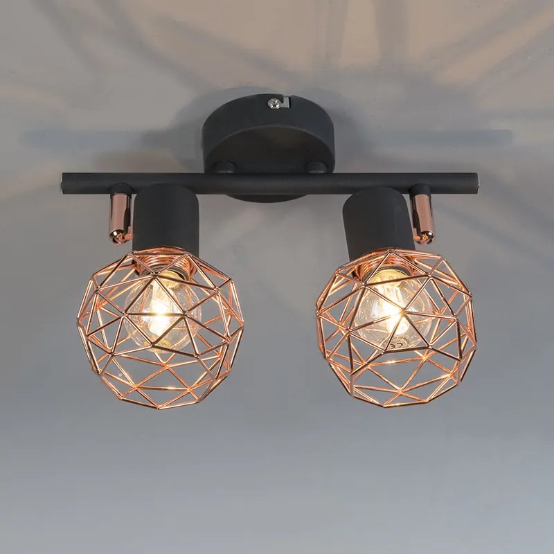 Projetores modernos pretos com cobre 2-luzes - Mesh Design,Moderno