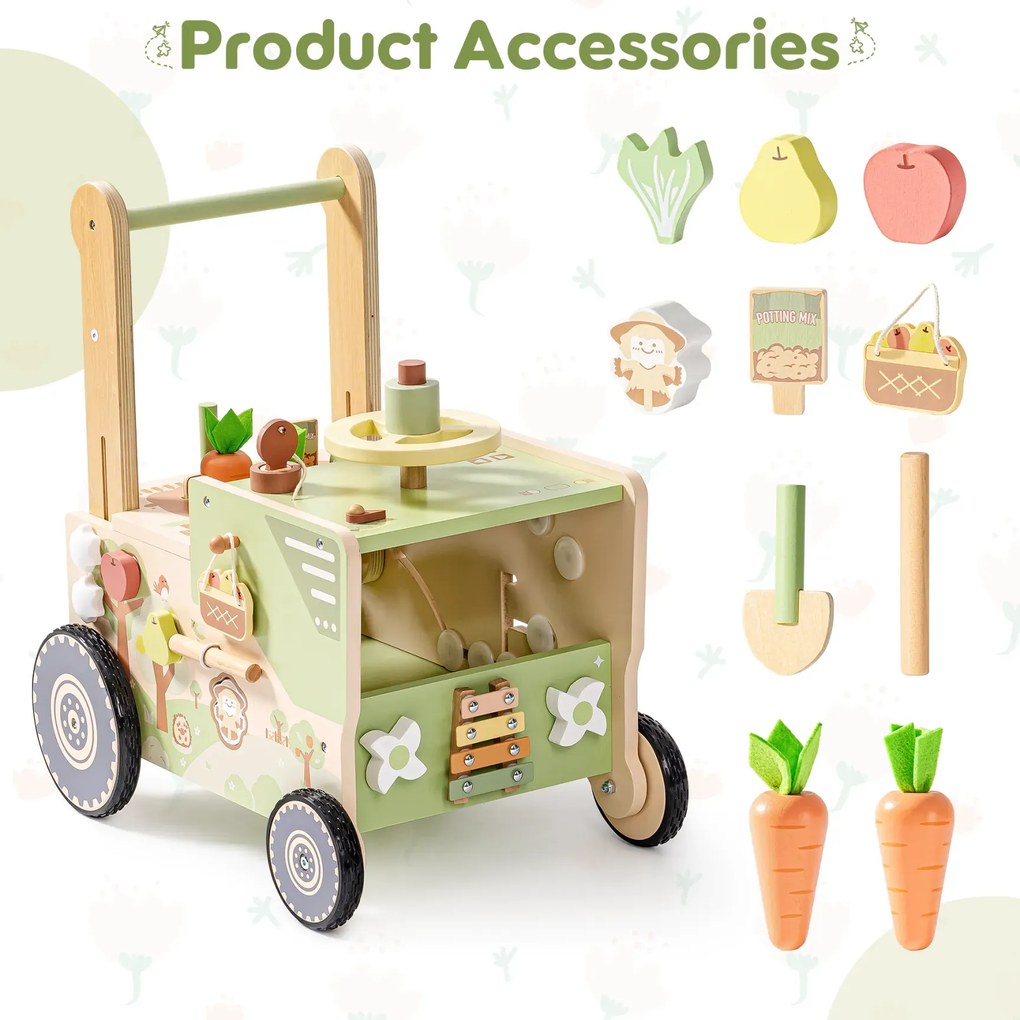 Andador de madeira para bebés 39 cm x 27 cm x 49 cm Green Farm