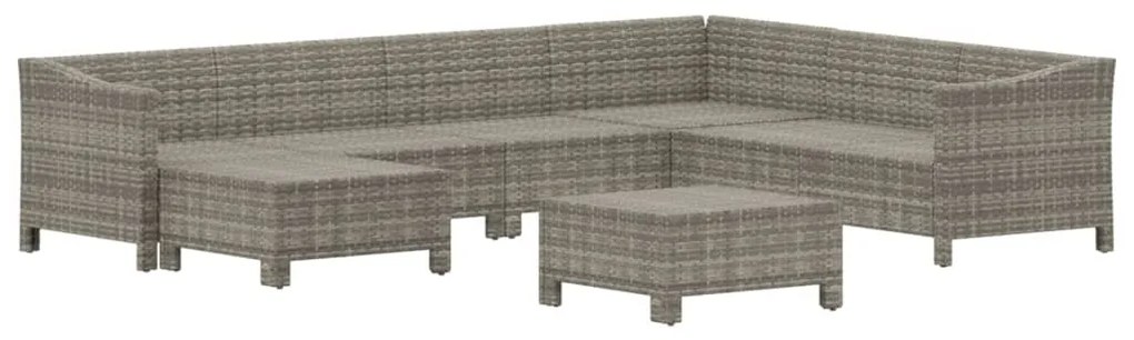 8 pcs conjunto lounge de jardim c/ almofadões vime PE cinzento
