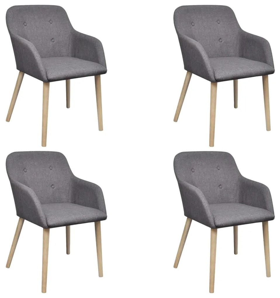 vidaXL Cadeiras jantar 4 pcs tecido cinzento-claro e carvalho maciço