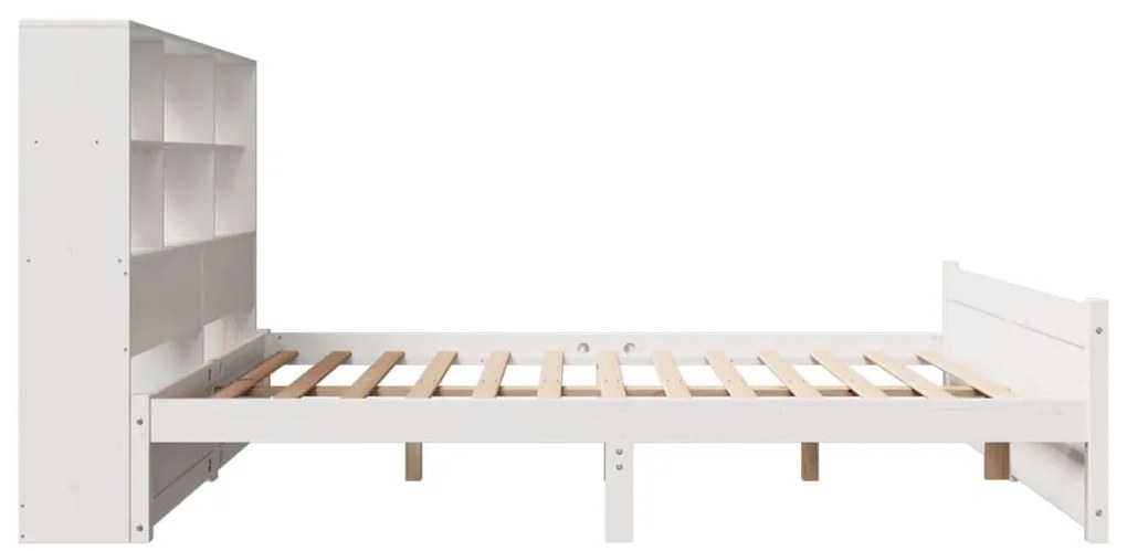 Cama com estante sem colchão 160x200 cm pinho maciço branco