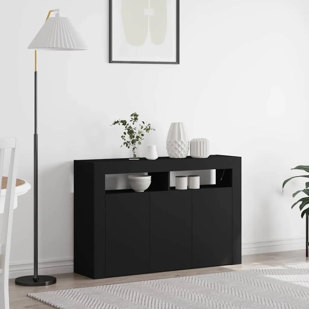 vidaXL Buffet Preto 116 x 30 x 75 cm Madeira processada