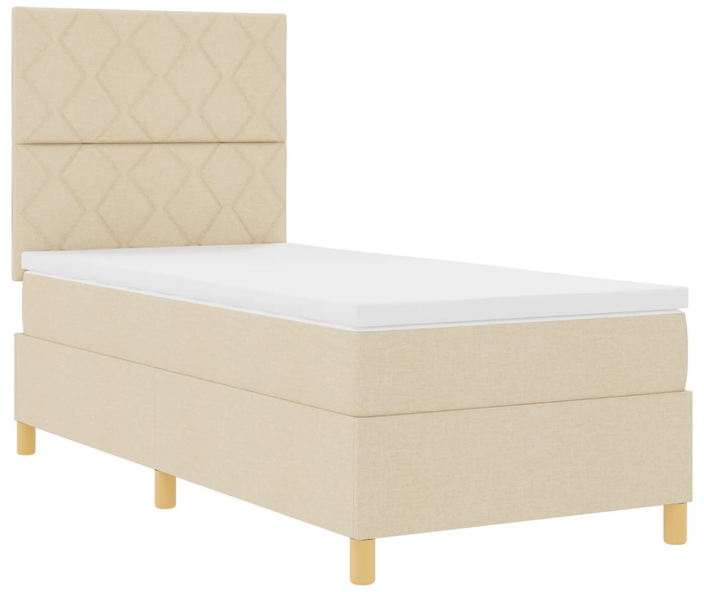 Cama Box Spring com Colchão Creme 100x200 cm Tecido