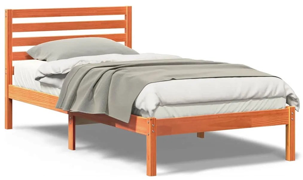 Estrutura da Cama com cabeceira Castanho-mel 90 x 190 cm