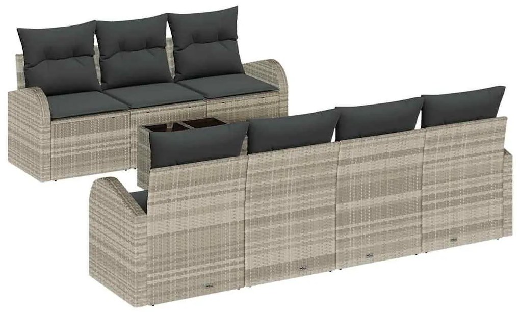 Conjunto de Sofá de Jardim com 8 Peças e Almofadas Cinza Claro