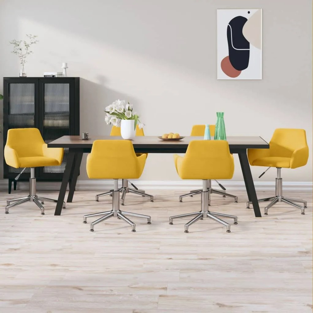vidaXL Cadeiras de jantar giratórias 6 pcs veludo amarelo