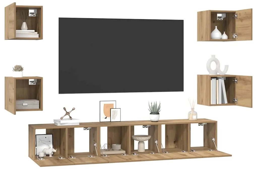 Conjunto de móvel de TV 7 pcs carvalho artisiano