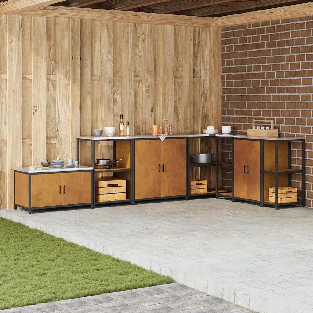 vidaXL Armazenamento de Cozinha Ferro Enferrujado 60 x 50 x 92 cm Aço